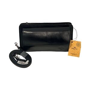 NWT PATRICIA NASH Azario Black Leather Crossbody Wallet Organizer Bag MSRP $169